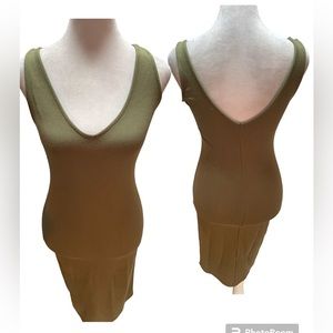 Forever 21 Olive Green Sleeveless V-Neck Bodycon Mini Dress Size Medium